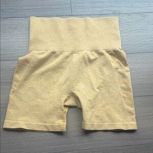 High Waist Ribbed Yellow Lounge Shorts